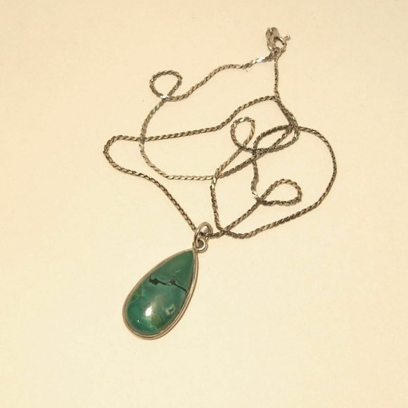 925 Silver Necklace & Pendant with a Green stone - MEX - Picture 2 of 7